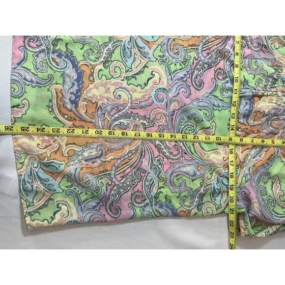 Chaps Multi-Color Paisley Semi Sheer Boho 3/4 Length Sleeve Top Sz Medium - Picture 6 of 8
